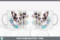 Watercolor Papillon Dog Mug Wrap | Sublimation Coffee Cup De Product Image 6