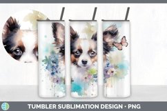 Watercolor Papillon Dog Tumbler | Sublimation 20 oz Skinny T Product Image 6