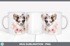 Watercolor Papillon Dog Mug Wrap | Sublimation Coffee Cup De Product Image 7