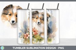 Watercolor Rough Collie Dog Tumbler | Sublimation 20 oz Skin Product Image 5