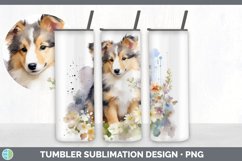 Watercolor Rough Collie Dog Tumbler | Sublimation 20 oz Skin Product Image 7