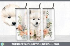 Watercolor Samoyed Dog Tumbler | Sublimation 20 oz Skinny Tu Product Image 2