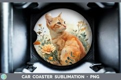 Boho Cat Orange Cat Car Coaster Sublimation Coaster Designs Product Image 1