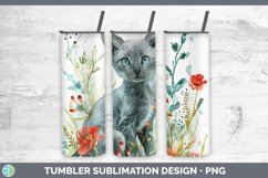 Boho Cat Russian Blue Cat Tumbler Sublimation 20 oz Skinny T Product Image 1