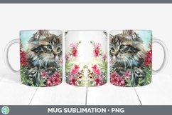Boho Cat Siberian Cat Mug Wrap Sublimation Coffee Cup Design Product Image 1