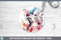 Boho Cat Sphynx Cat Keychain Sublimation Keyring Designs Product Image 1