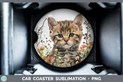 Boho Cat Tabby Cat Car Coaster Sublimation Coaster Designs Product Image 1