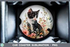 Boho Cat Tuxedo Cat Car Coaster Sublimation Coaster Designs Product Image 1