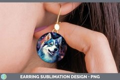 Galaxy Dog Husky Round Earrings Sublimation Earrings Designs Product Image 1