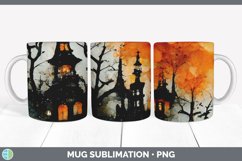 Halloween Haunted House Mug Sublimation | Coffee Cup Designs Product Image 2