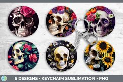 Halloween Floral Skulls Keychain Bundle | Keyring Sublimatio Product Image 2