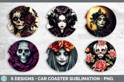 Day of the Dead Skulls Car Coaster | Sublimation Designs Bun Product Image 2
