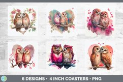 Valentines Owl Square Coaster | Sublimation Designs Bundle Product Image 2