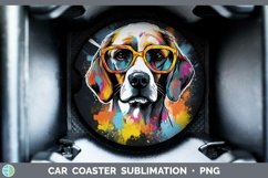 Hipster Dog Beagle Car Coaster Sublimation Coaster Designs Product Image 1