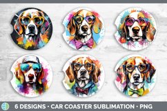 Hipster Beagle Dog Car Coaster | Sublimation Coaster Designs Product Image 2
