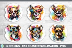 Hipster Chihuahua Dog Car Coaster | Sublimation Coaster Desi Product Image 2