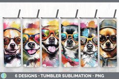 Hipster Chihuahua Dog Tumbler | Sublimation 20 oz Skinny Tum Product Image 1