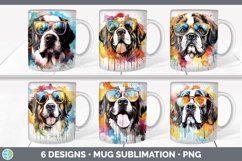 Hipster Saint Bernard Dog Mug Wrap | Sublimation Coffee Cup Product Image 1