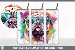 Hipster Shar Pei Dog Tumbler | Sublimation 20 oz Skinny Tumb Product Image 4