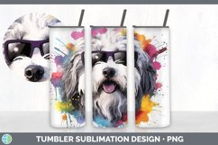 Hipster Sheepdog Dog Tumbler | Sublimation 20 oz Skinny Tumb Product Image 2