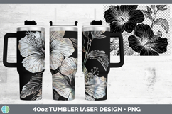 Etch Hibiscus Laser 40oz Tumbler Sublimation Tumbler Designs Product Image 1