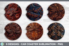 Tooled Leather Dragonflies Car Coaster | Sublimation Coaster Product Image 2