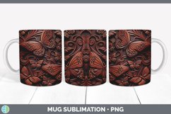 Tooled Leather Butterflies 3D Mug Sublimation | Coffee Cup Product Image 3