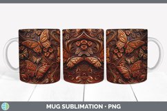 Tooled Leather Butterflies 3D Mug Sublimation | Coffee Cup Product Image 5