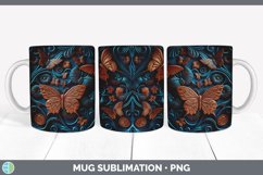 Tooled Leather Butterflies 3D Mug Sublimation | Coffee Cup Product Image 6