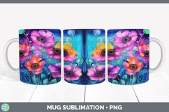 Neon Anemone Flowers Mug Wrap | Bundle Coffee Cup Designs Product Image 2