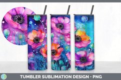 Neon Anemone Flowers Tumbler | Bundle 20 oz Skinny Tumbler D Product Image 2