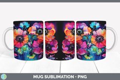 Neon Anemone Flowers Mug Wrap | Bundle Coffee Cup Designs Product Image 7