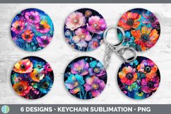 Neon Anemone Flowers Keychain | Bundle Keyring Designs Product Image 2