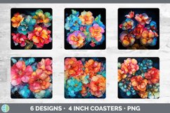 Neon Begonia Flowers Square Coaster | Bundle Coaster Designs Product Image 2