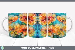 Neon Calendula Flowers Mug Wrap | Bundle Coffee Cup Designs Product Image 5
