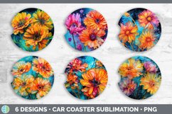 Neon Calendula Flowers Car Coaster | Bundle Coaster Designs Product Image 2