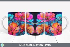 Neon Camellia Flowers Mug Wrap | Bundle Coffee Cup Designs Product Image 2