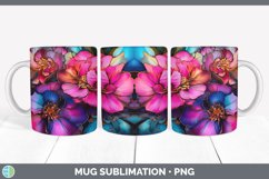 Neon Camellia Flowers Mug Wrap | Bundle Coffee Cup Designs Product Image 4
