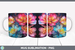 Neon Camellia Flowers Mug Wrap | Bundle Coffee Cup Designs Product Image 5