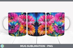 Neon Gerbera Daisy Flowers Mug Wrap | Bundle Coffee Cup Desi Product Image 2