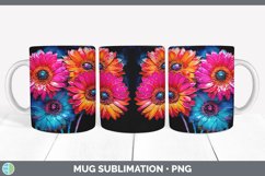 Neon Gerbera Daisy Flowers Mug Wrap | Bundle Coffee Cup Desi Product Image 3