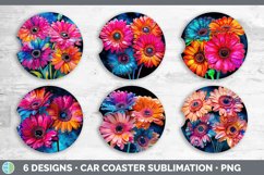 Neon Gerbera Daisy Flowers Car Coaster | Bundle Coaster Desi Product Image 2