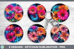 Neon Gerbera Daisy Flowers Keychain | Bundle Keyring Designs Product Image 2