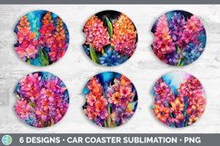Neon Hyacinth Flowers Car Coaster | Bundle Coaster Designs Product Image 2