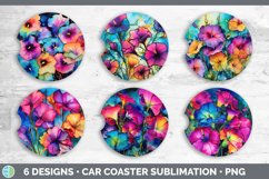 Neon Morning Glory Flowers Car Coaster | Bundle Coaster Desi Product Image 2