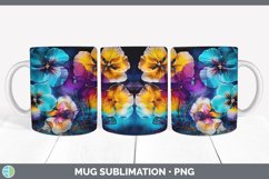 Neon Pansy Flowers Mug Wrap | Bundle Coffee Cup Designs Product Image 2
