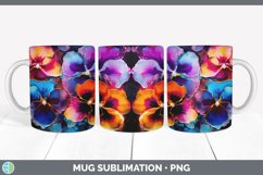 Neon Pansy Flowers Mug Wrap | Bundle Coffee Cup Designs Product Image 3