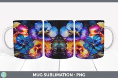 Neon Pansy Flowers Mug Wrap | Bundle Coffee Cup Designs Product Image 5