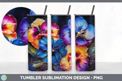 Neon Pansy Flowers Tumbler | Bundle 20 oz Skinny Tumbler Des Product Image 5