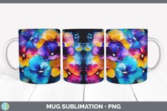 Neon Pansy Flowers Mug Wrap | Bundle Coffee Cup Designs Product Image 6